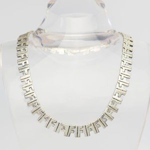 Tribal modern sterling silver necklace Taxco Mexico